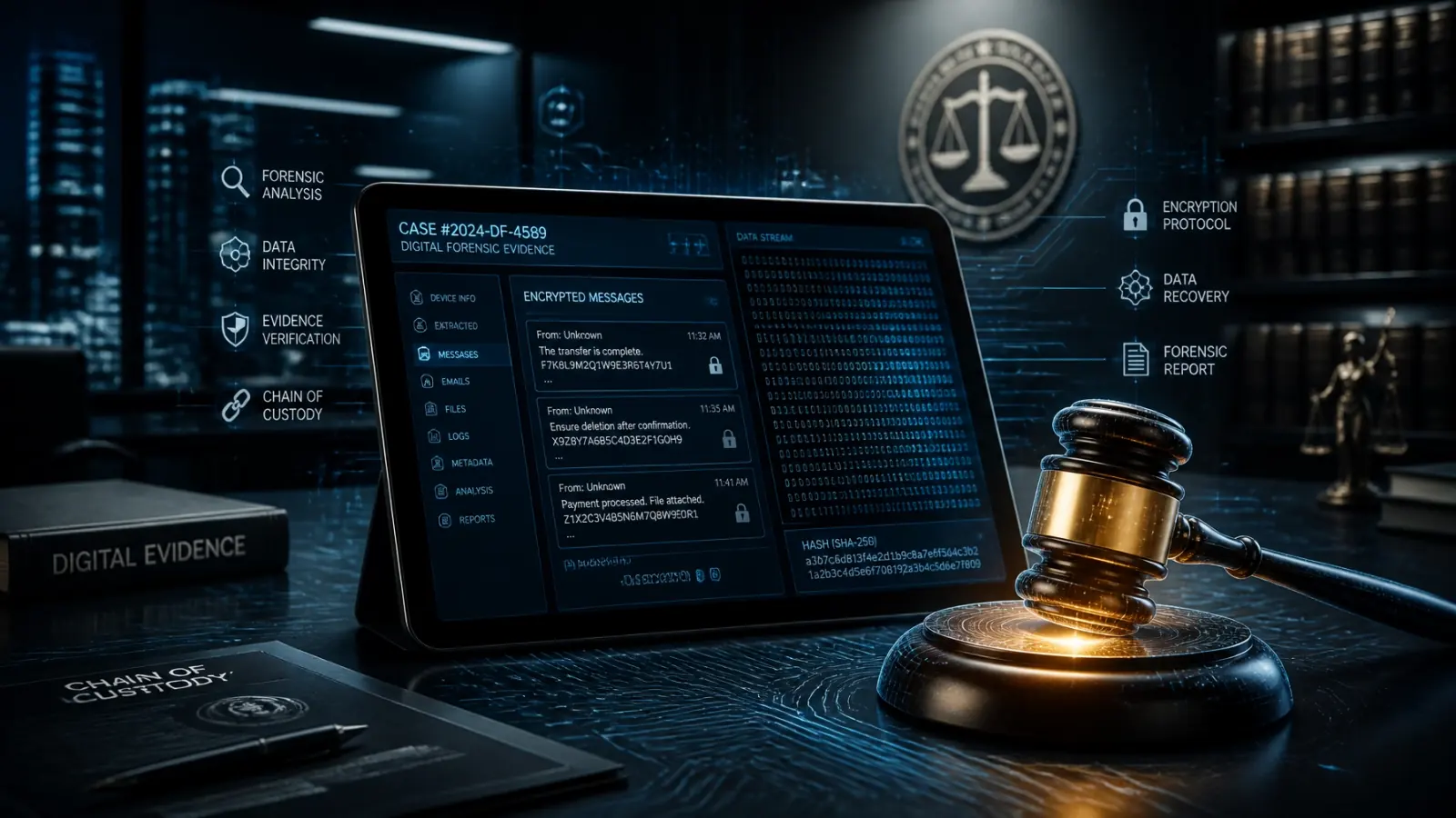 Concepto de justicia digital y evidencia forense