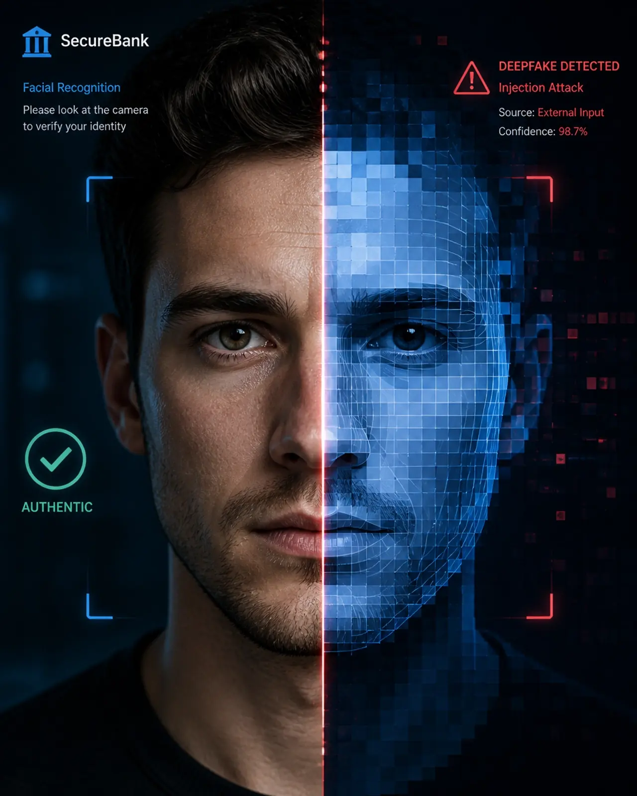 Simulación de un ataque de inyección de identidad deepfake