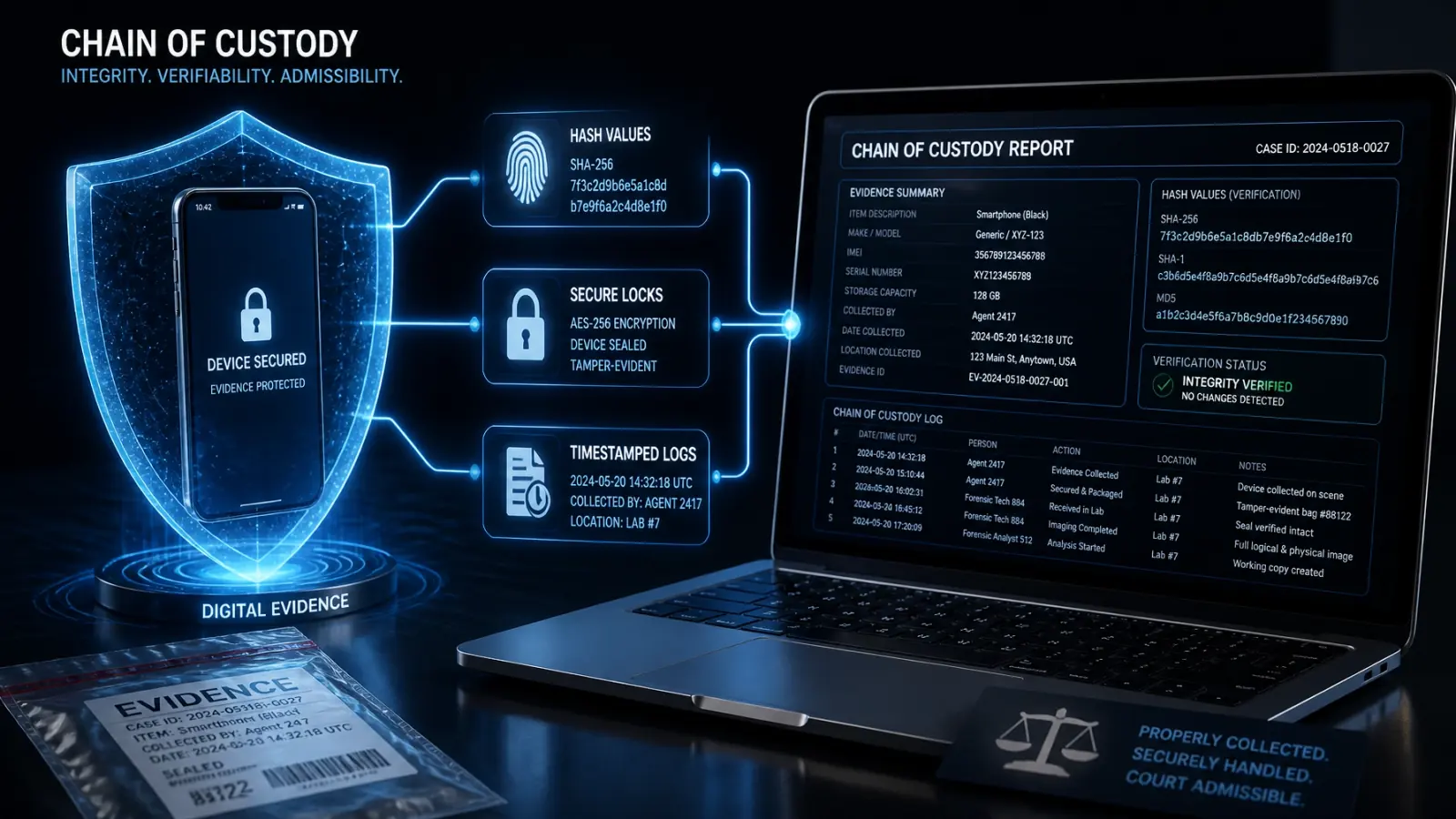 Ilustración de la cadena de custodia y seguridad digital
